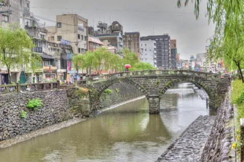 Megane Bridge (Spectacle Bridge) over the Nakashima River (中島川) in Nagasaki