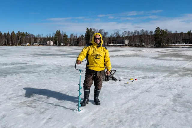 The ice fishermen in the Arctic Circle