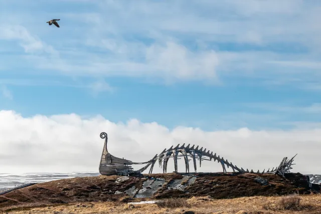 The impressive Drakkar-Leviathan sculpture in Ultima Thule, Vardø