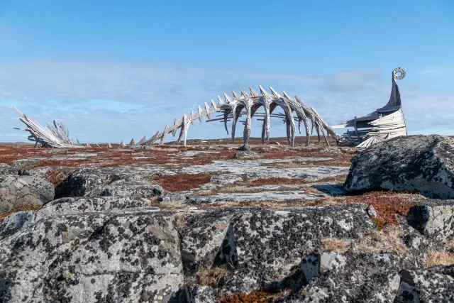 The impressive Drakkar-Leviathan sculpture in Ultima Thule, Vardø