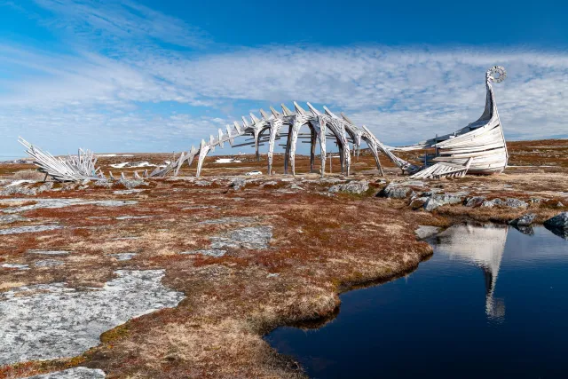 The impressive Drakkar-Leviathan sculpture in Ultima Thule, Vardø