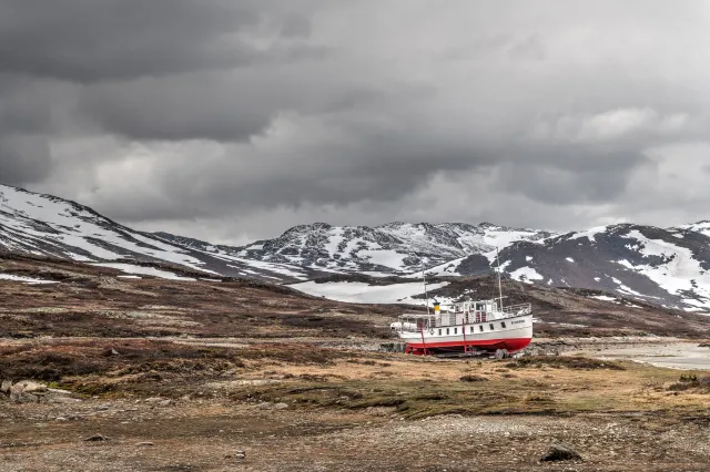 The boat on Lake Bygdin