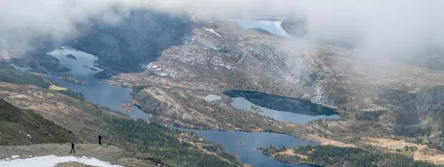 Views and buildings on the Gaustatoppen