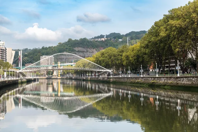 Brücken und Gebäude am Fluss Nervión