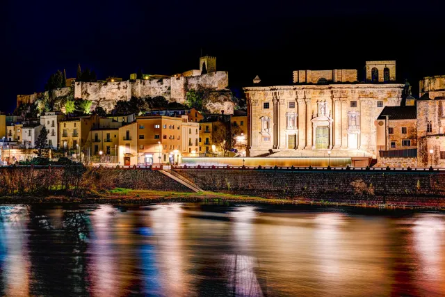 Castillo de la Suda and the Cathedral of Tortosa over the River L'Ebre