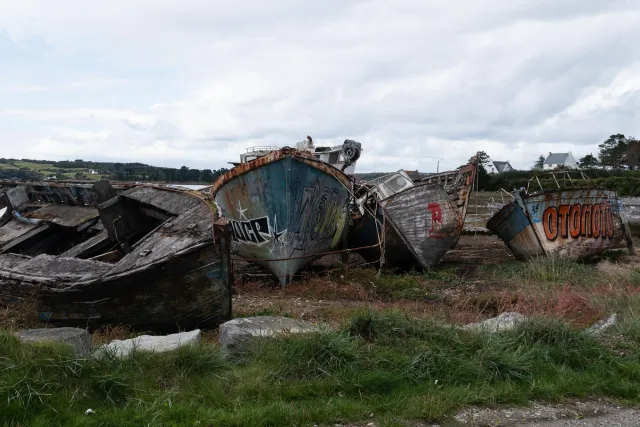 Ship graveyard of Rostellec near Crozon in Brittany